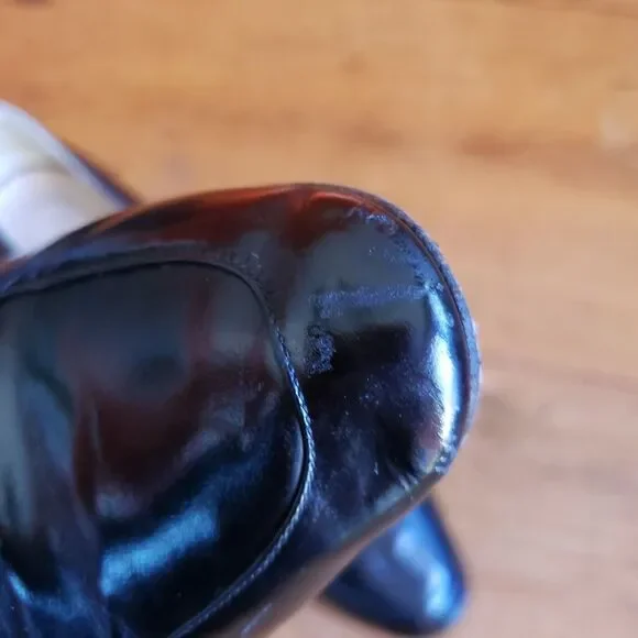 Vintage GUCCI Italy GG Logo Black Slip On Heel Shoes 36 1/2B US 6 Almond Toe - Picture 8 of 16